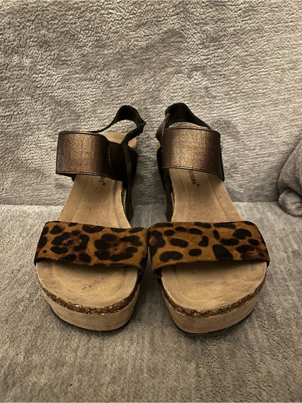 Pierre Dumas 7 Leopard Print Platform Wedge Sandals - Picture 2 of 8
